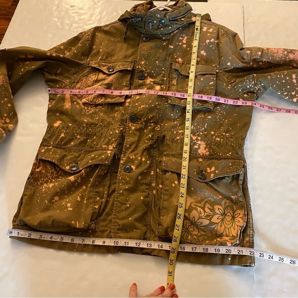 Upcycled Utility Jacket Mens Size Large J Crew Field Mechanic Jacket Army Tan - Picture 11 of 16